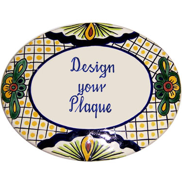 Ceramic Mexican Talavera Address Sign Tile Plaque with p8013
